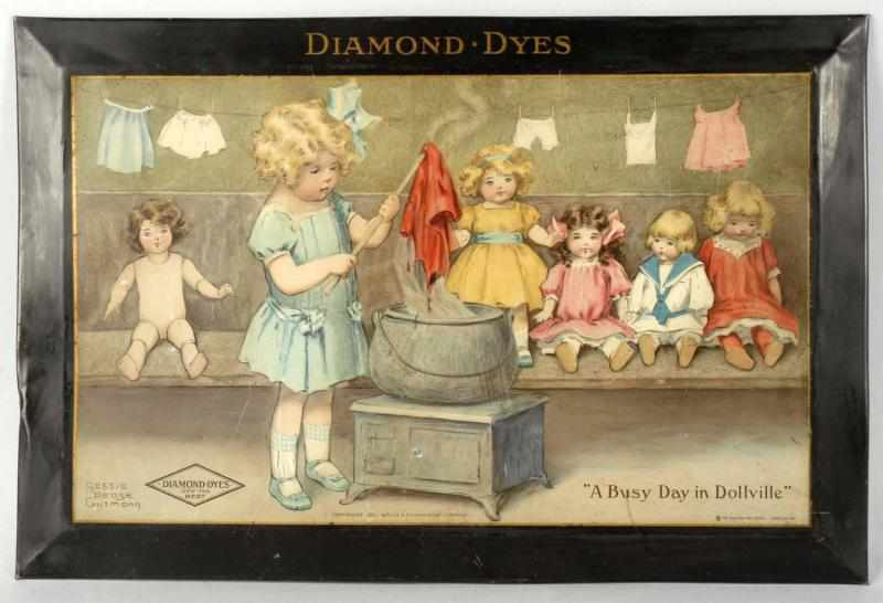 Diamond Dyes Tin Advertising Sign Description Dated 1911 Nice image