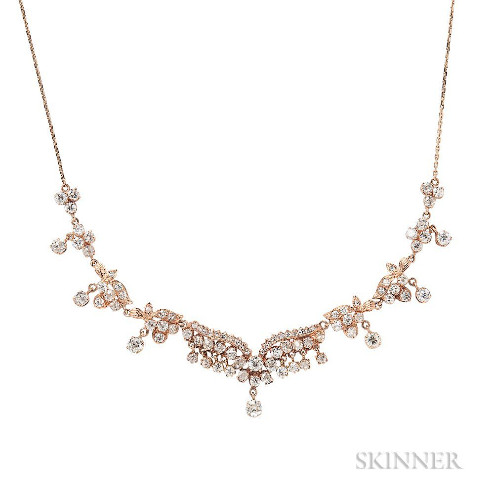 14kt Rose Gold and Diamond Necklace 14kt Rose Gold and
