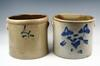 STONEWARE CROCKS Lot of two 19th C salt glaze stoneware