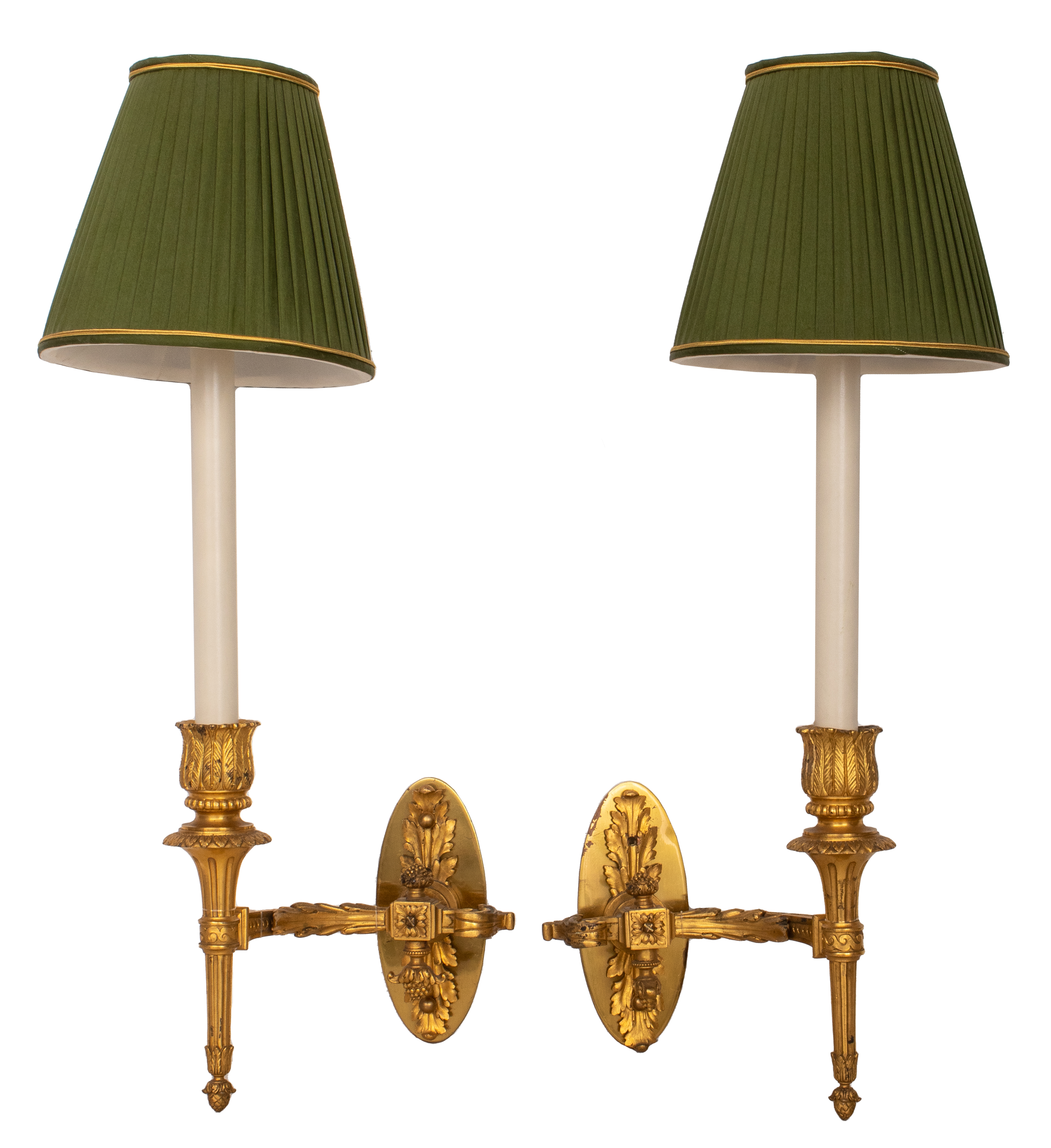 NEOCLASSICAL MANNER GILT BRONZE SCONCES PAIR Pair of neoclassical manner