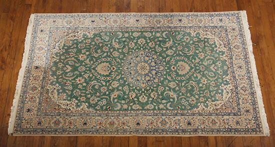 Nain Rug Circa 1950 Green ground with palmette and floral