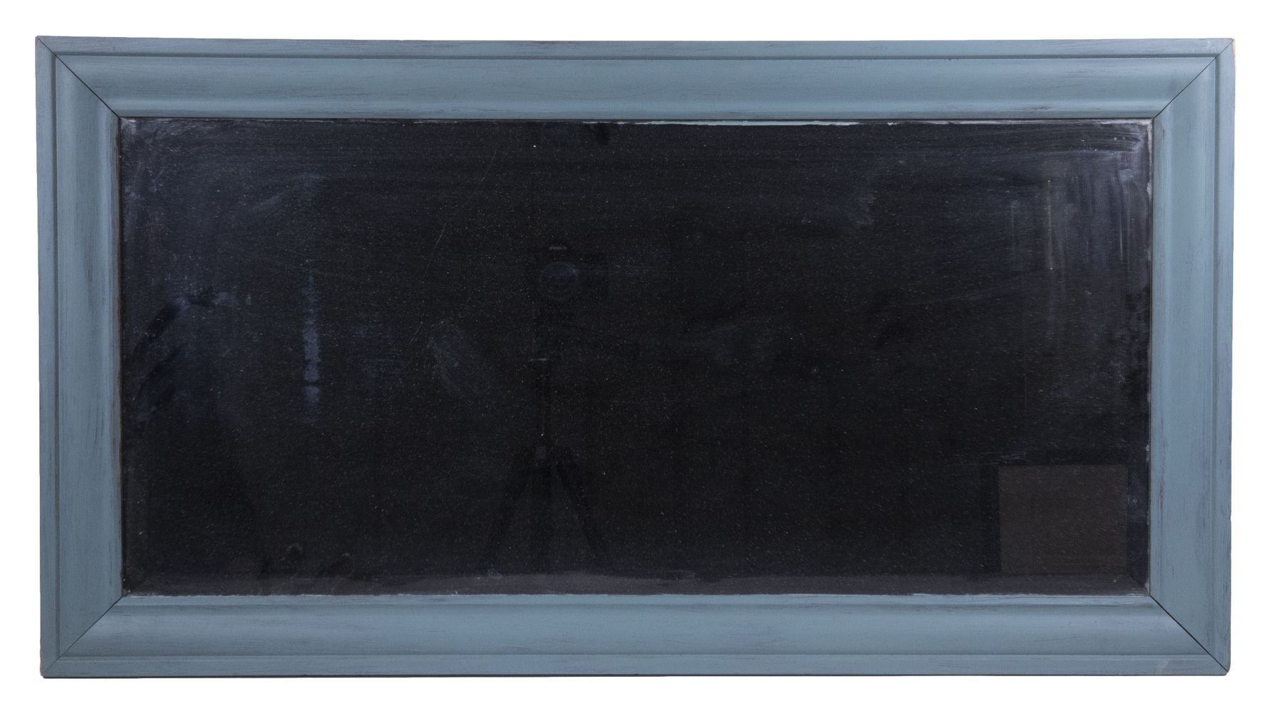 BLUE PAINTED MIRROR Rectangular Beveled Mirror in blue painted frame