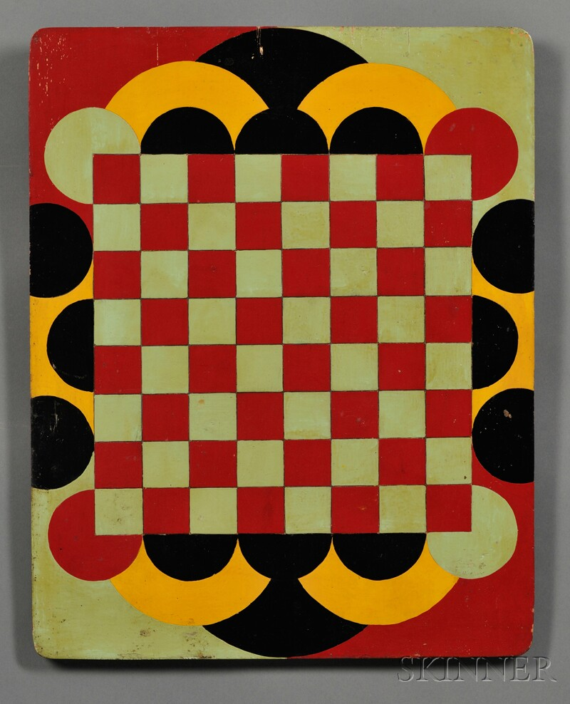 Polychrome painted Art Deco Game Board America second quarter 20th