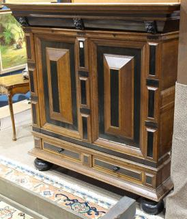 Dutch partial ebonized and carved walnut armoire Dutch partial ebonized