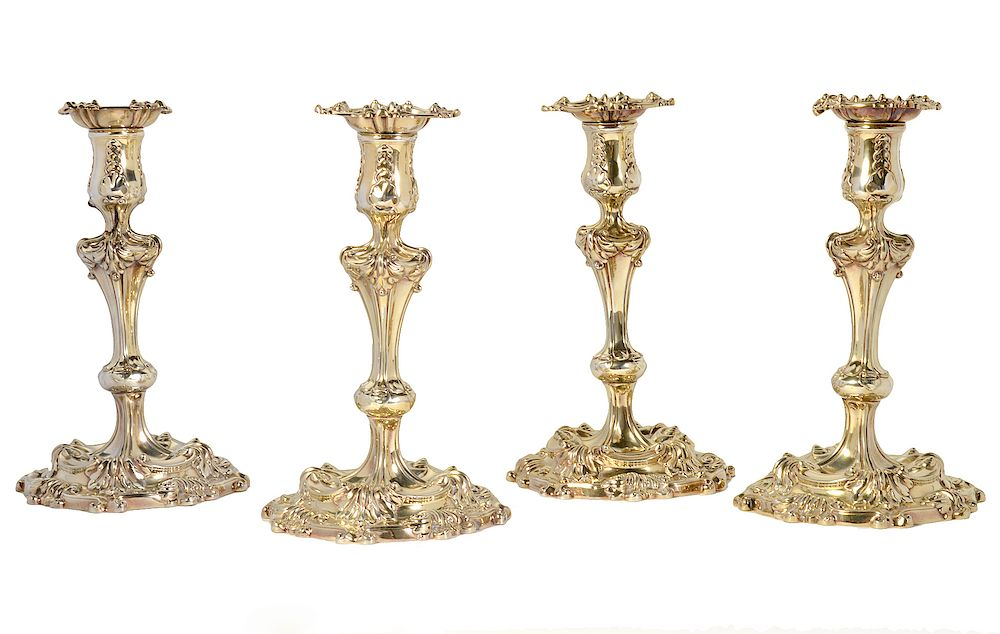 Set of 4 Tiffany Silverplate Candlesticks Set of 4 Tiffany