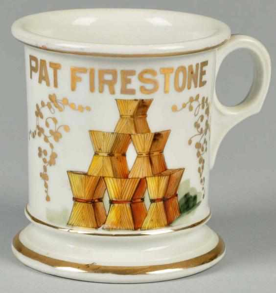 Stacked Hay Scene Shaving Mug Description Gilt name Pat Firestone