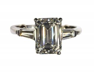 Emerald cut diamond and platinum ring Emerald cut diamond and