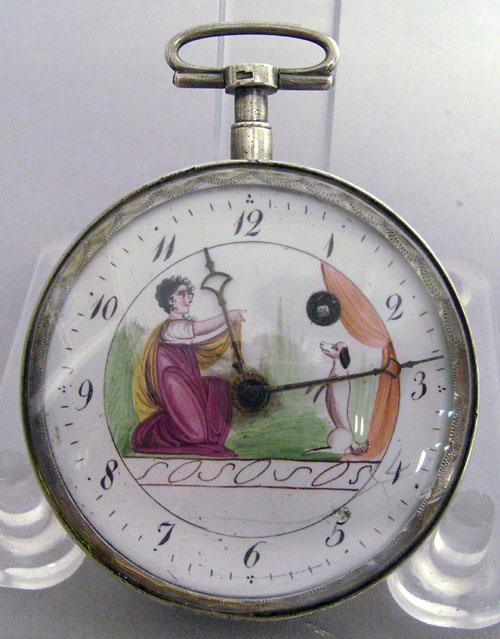 Key wind pocket watch ca 1800 with enamel dial
