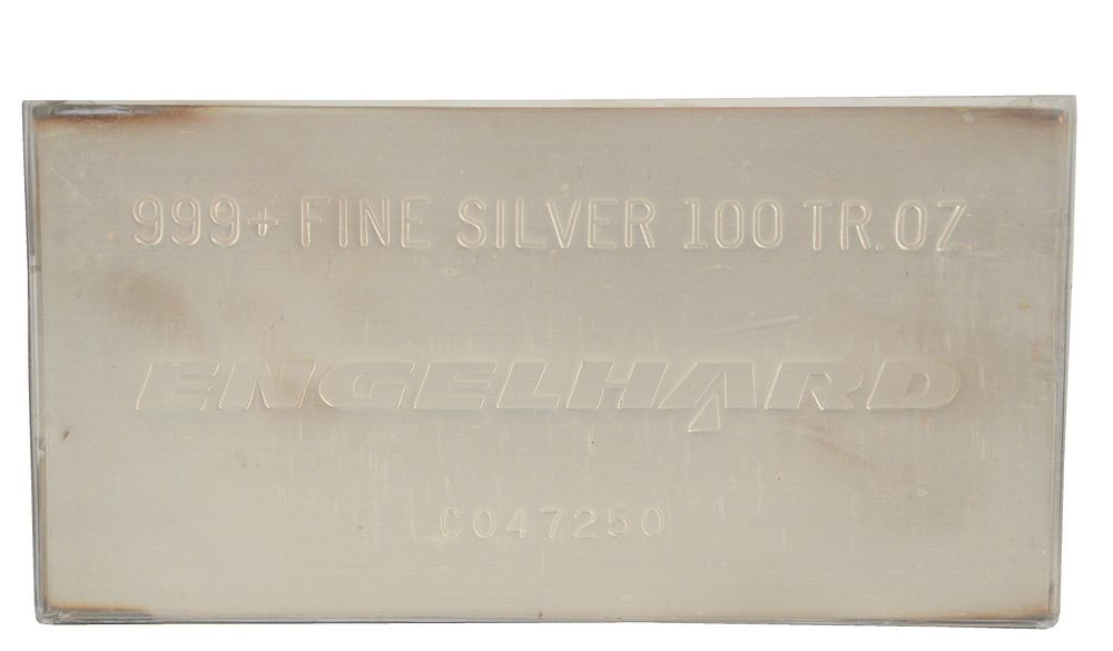 100 troy oz Engelhard Silver Bar marked 999 fine silver