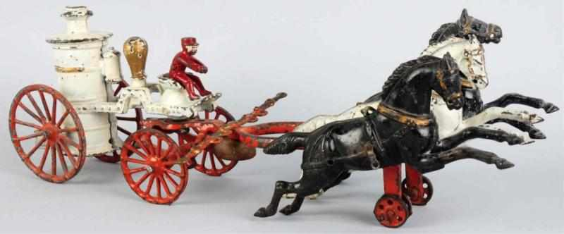 Cast Iron Horse Drawn Fire Pumper Toy American Pulled by