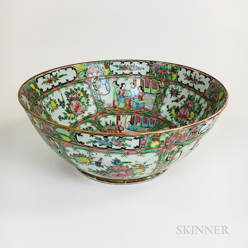 Rose Medallion Porcelain Punch Bowl Rose Medallion Porcelain Punch Bowl