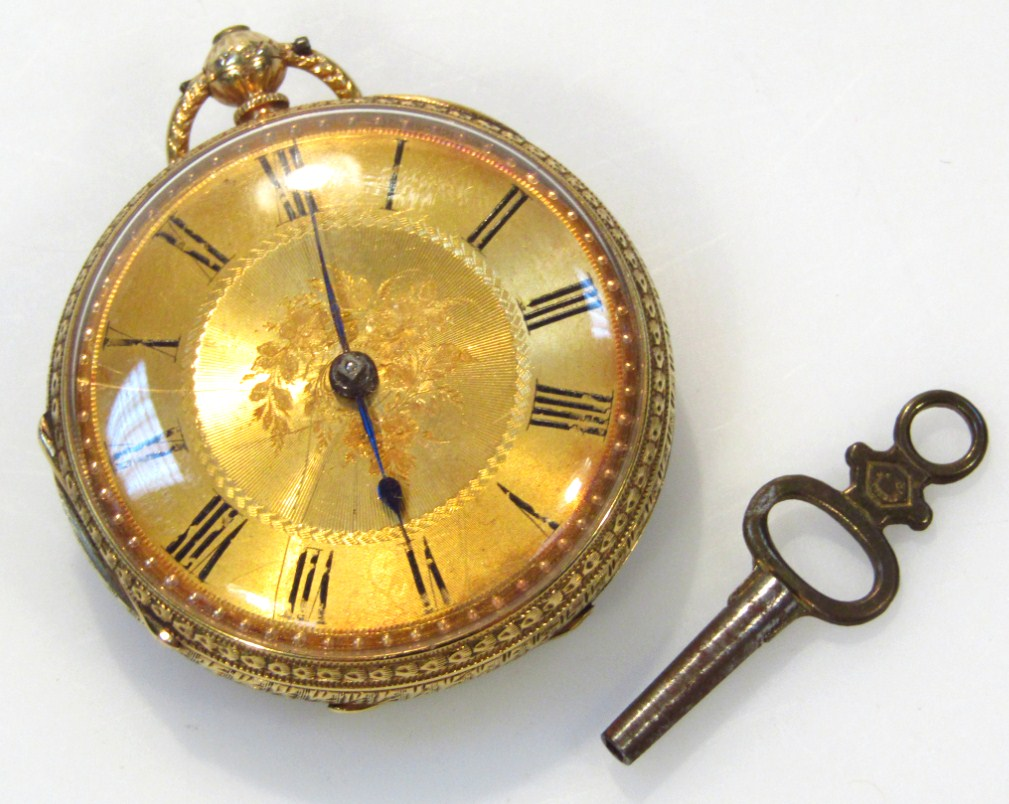 A George V 18ct gold open faced pocket watch the