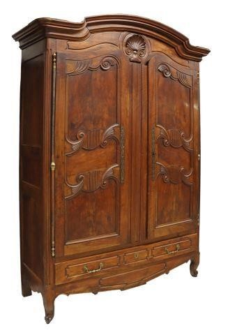 French Provincial Louis XV style walnut armoire 19th c molded