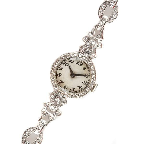 Movado A ladies platinum and diamond set cocktail bracelet watch