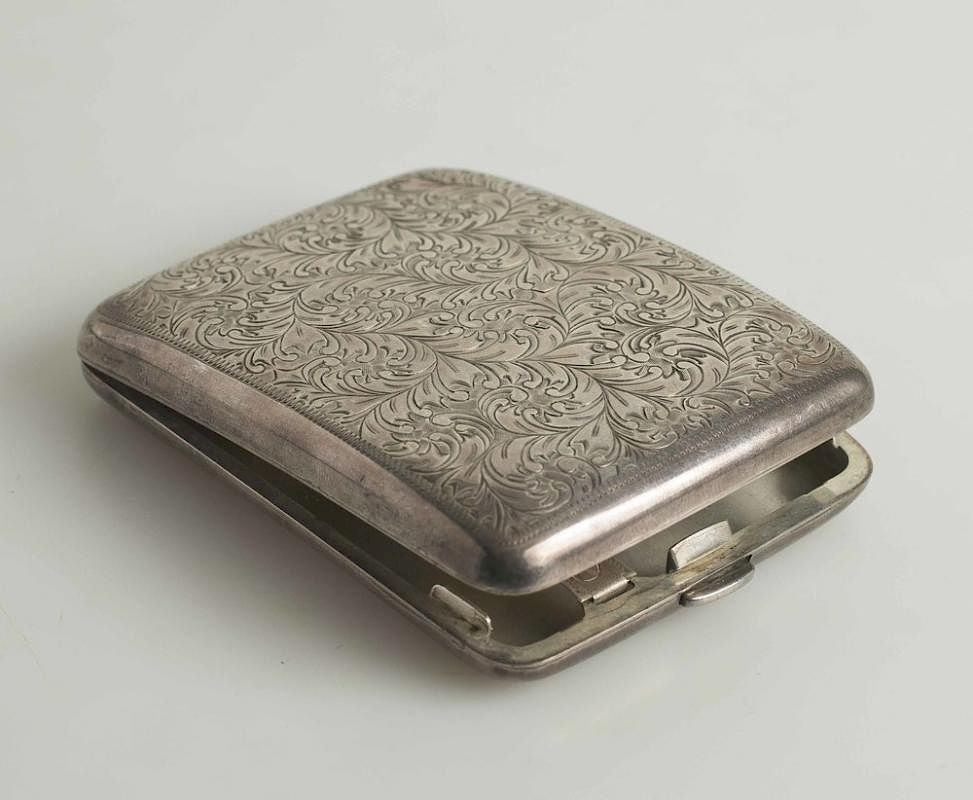Silver Cigarette Case Silver monogrammed cigarette case Marked silver Dimensions