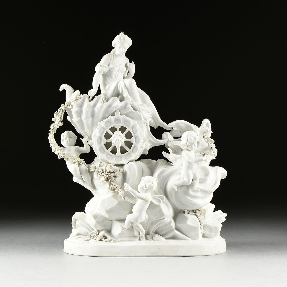 A BAROQUE REVIVAL BISQUE PORCELAIN FIGURAL GROUPING Allegory of Spring
