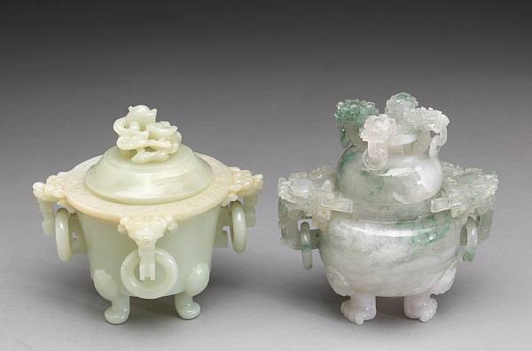 A group of two hardstone covered censers The first of