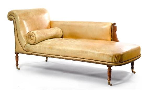 A RECAMIERE late Regency England 19th c Mahogany inlaid with