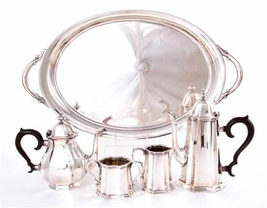 Reed Barton Lexington pattern silverplate tea and coffee set coffeepot