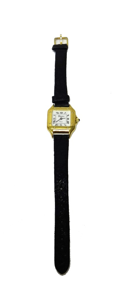 A lady s 18ct gold curved square cased Geneve Quartz