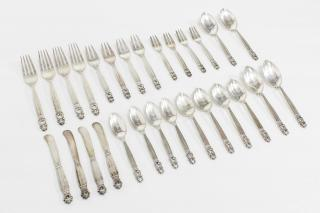 Georg Jensen Acorn Sterling Silver Service for 4 Flatware all
