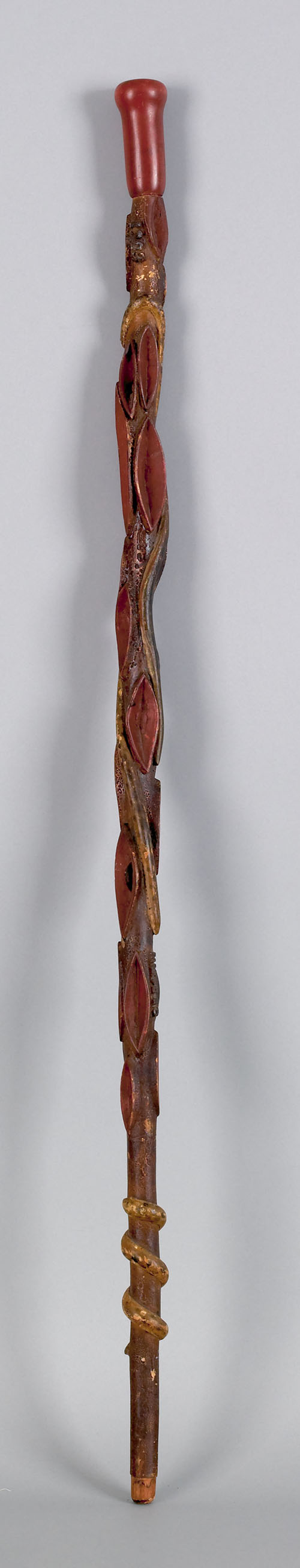 Central Plains carved and painted cane dated March 18 1903