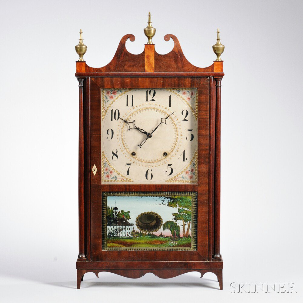Eli Terry Mahogany Pillar and Scroll Shelf Clock Plymouth Connecticut