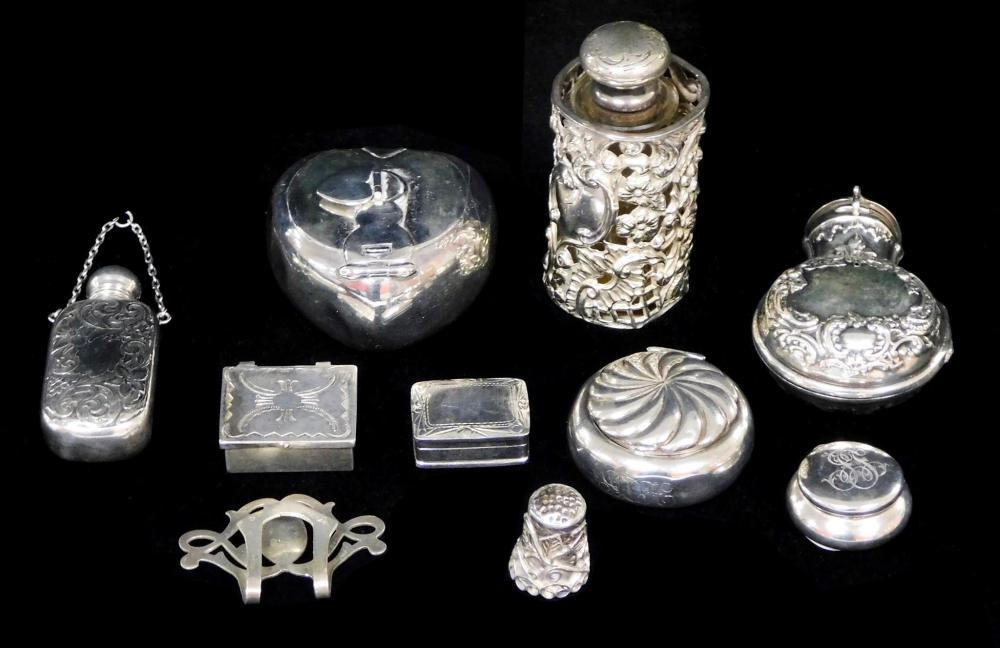 SILVER Ten small accessories most marked sterling one tested silver
