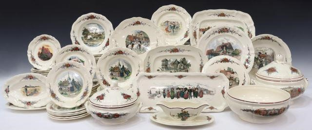 lot of 84 Assembled French faience dinner service Obernai by