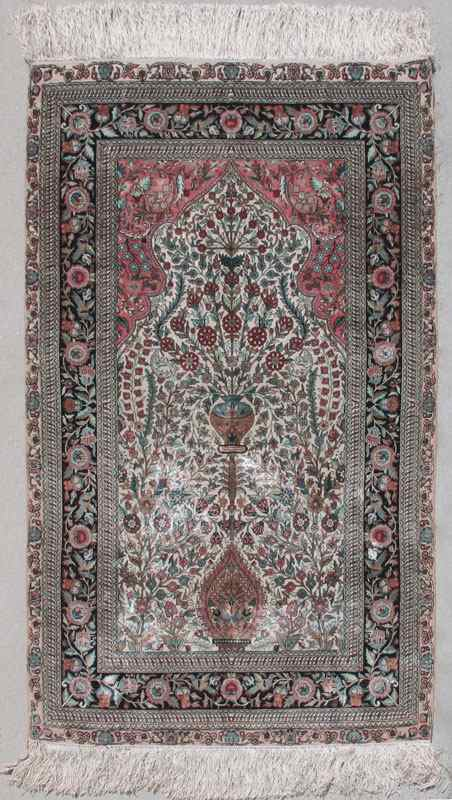 TURKISH HEREKE HAND KNOTTED SILK PRAYER RUG 2 6 x