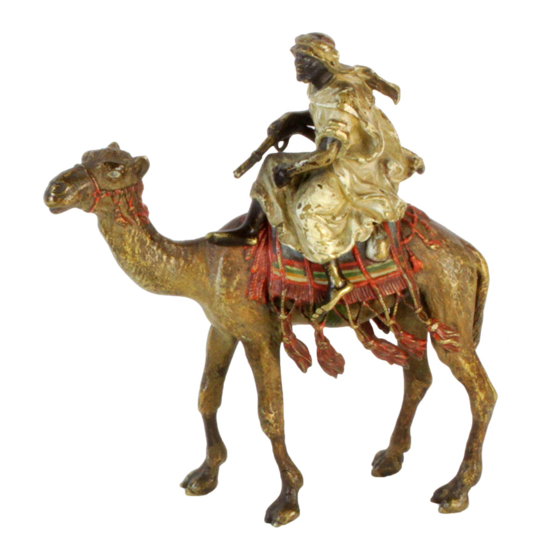 An Austrian cold painted bronze depicting a Bedouin riding a