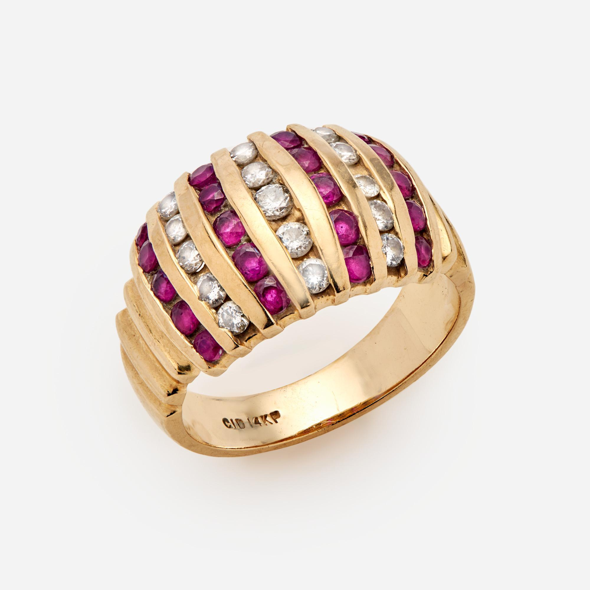 CLYDE DUNEIER RUBY DIAMOND CHANNEL SET RING 14K CID A