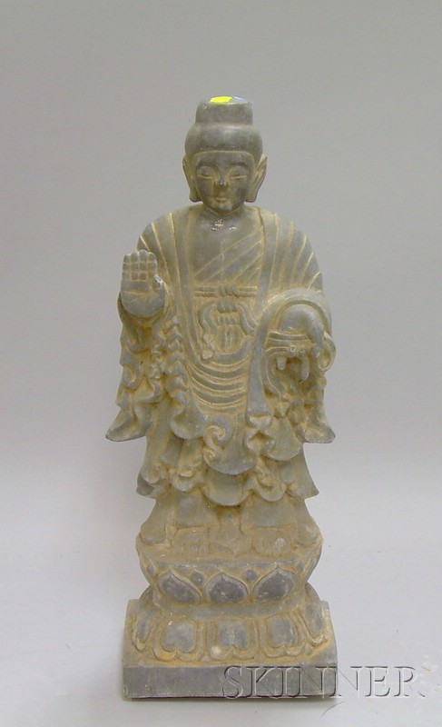 Gray Stone Buddha Figure ht 20 1 2 in
