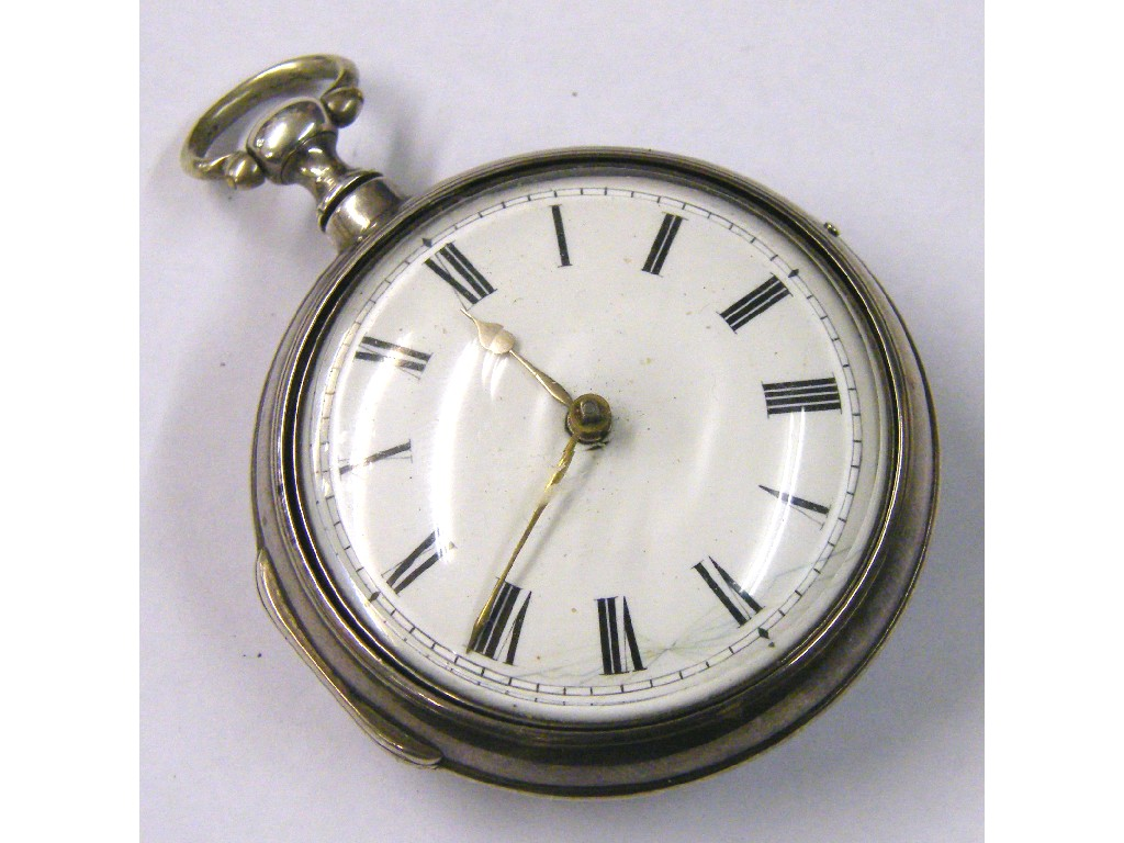 Silver pair case fusee verge pocket watch hallmarked London 1814