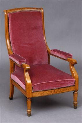 CHARLES X INLAID FRUITWOOD FAUTEUIL The slightly curved roll over