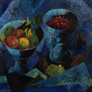 Tony Agostini French 1916 1990 Deus Coupes en Bleuet oil