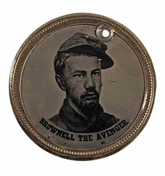 Elmer Ellsworth Francis Brownell Commemorative Ferrotype Circular ferrotypes in brass