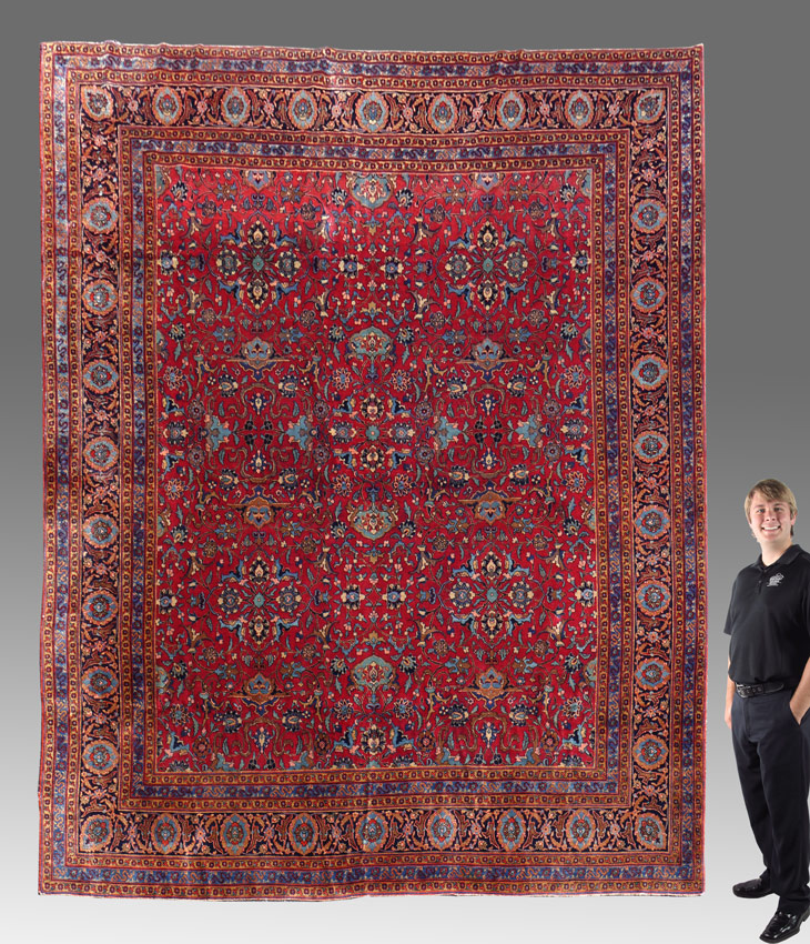 SEMI ANTIQUE PERSIAN HAND KNOTTED WOOL RUG 11 x 12