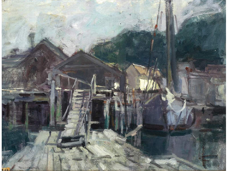 PAUL CORNOYER AMERICAN 1864 1923 THE OLD DOCK 109 oil