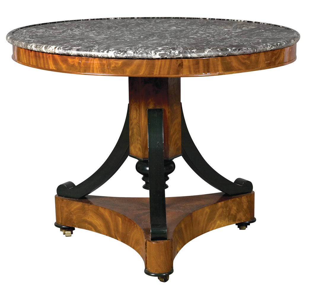 3 Charles X Part Ebonized Mahogany Center Table Mid 19th