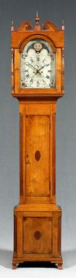 Rare Virginia Frye and Davis clock inlaid walnut case with