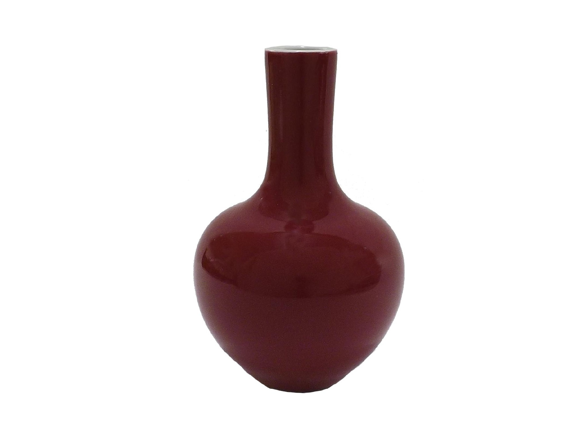 Chinese style red glazed porcelain baluster vase with blue mark