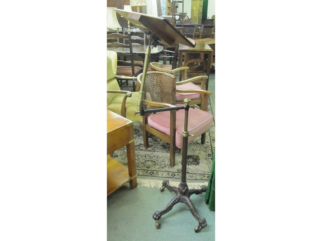 Victorian brass and cast iron adjustable music stand