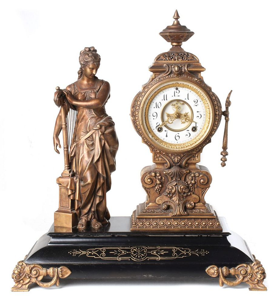 ANSONIA MUSIC STATUE CLOCK The figure of a Classical maiden