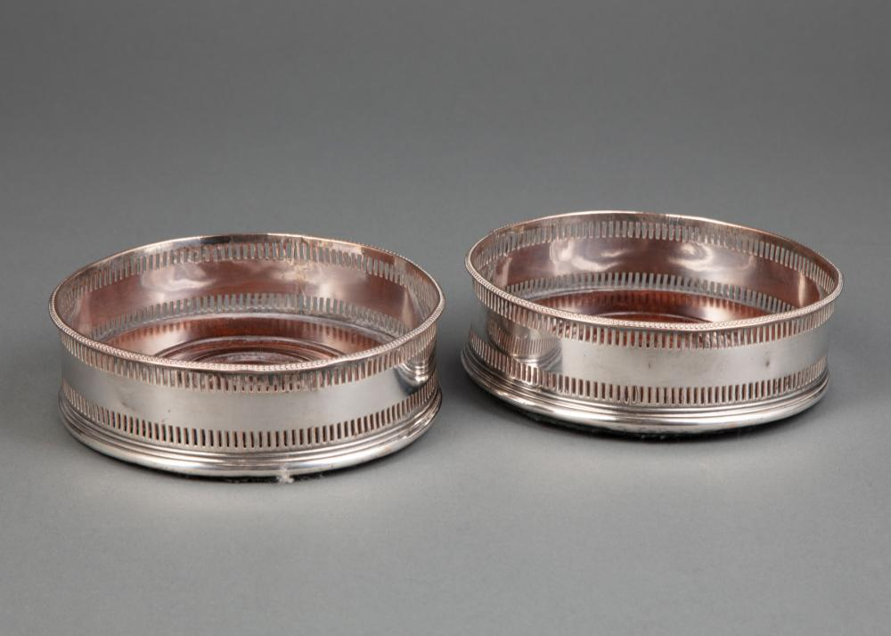 PAIR OF SHEFFIELD PLATE WINE COASTERSPair of Sheffield Plate Wine