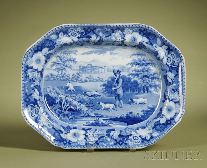 Staffordshire Blue Transfer Printed Earthenware Platter England early 19th century