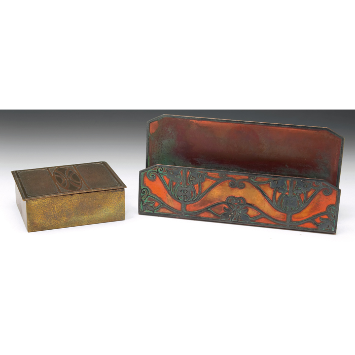 Silver Crest box sterling decorated bronze applied stylized design original