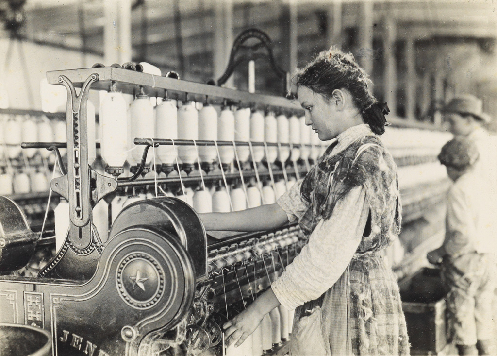 LEWIS W HINE 1874 1940 Adolescent Spinner Silver contact print