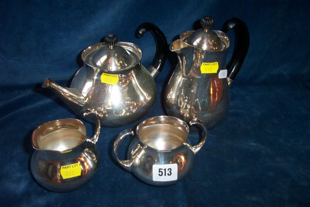 A four piece Elkington silver plated tea set designed by