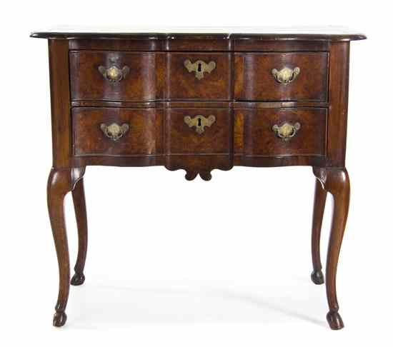 A George II Burlwood Walnut Low Boy the rectangular top